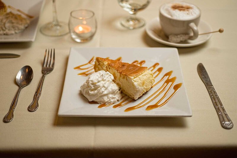 Pie dessert with cappuccino